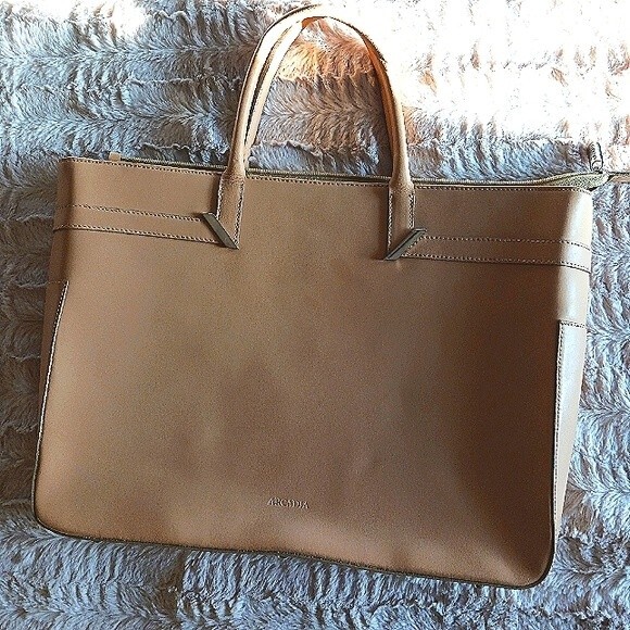 Vintage ARCADIA Italian Designer Leather Tan Satchel Large bag - Picture 1 of 12